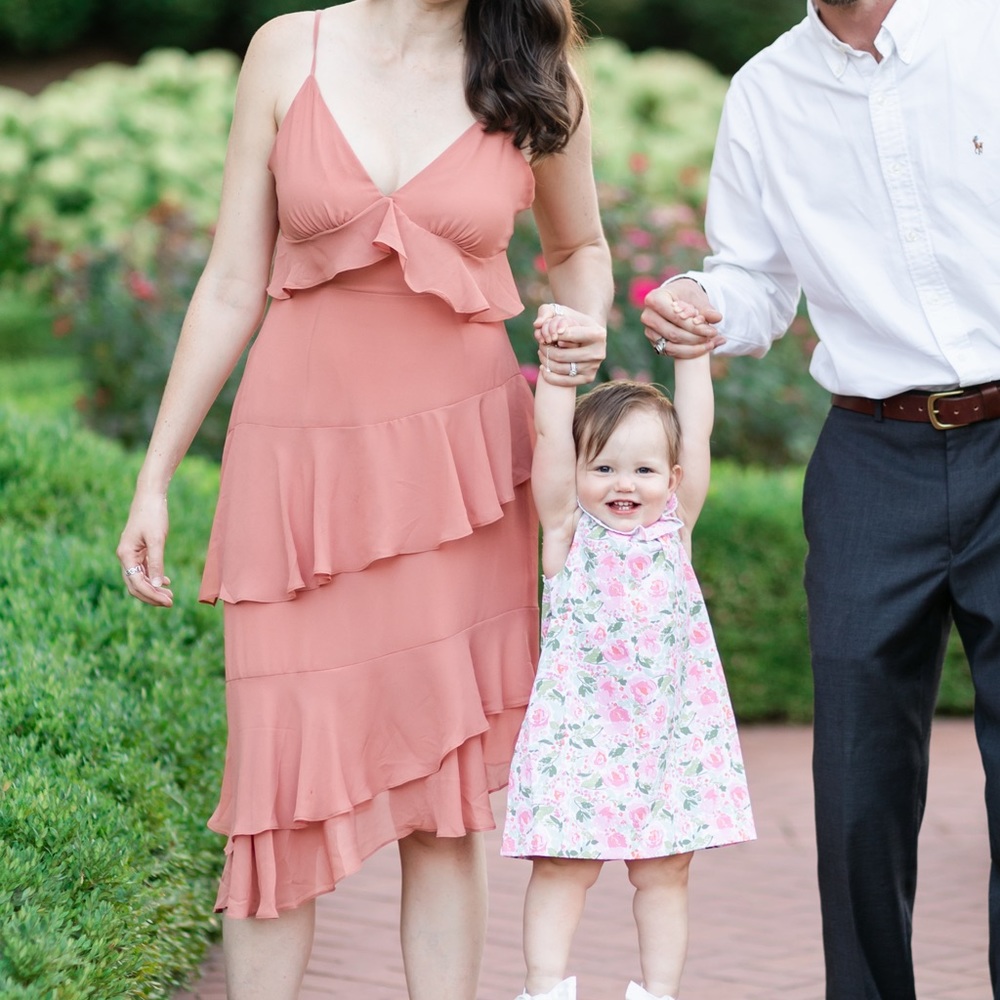 Pink Asymmetrical Ruffle Dress Size Medium